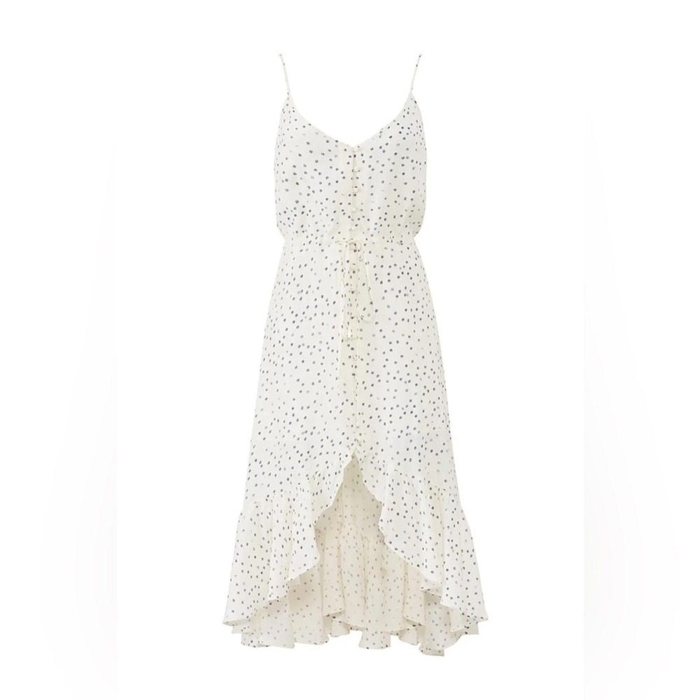 Rails Frida Midi Dress Women's Medium European White Blue Dot Coastal Boho